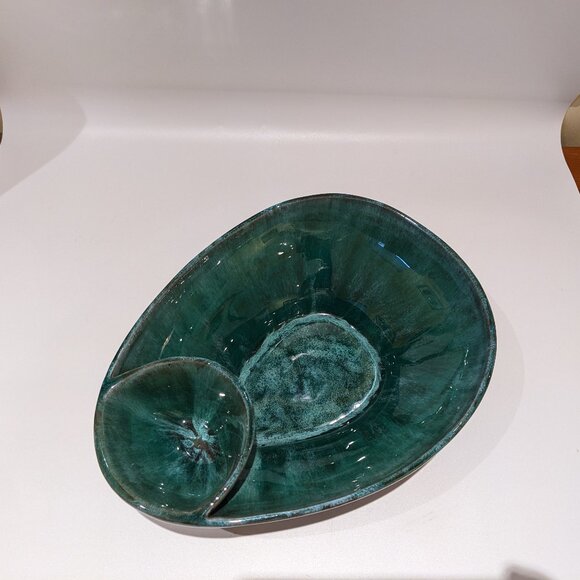 Vintage Rare MCM Mid Century Blue Mountain Pottery Chip & Dip Bowl - Picture 4 of 8